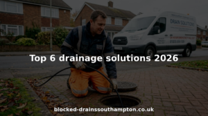 Technician performing residential drain inspection outdoors