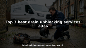Technician feeding camera cable into outdoor drain