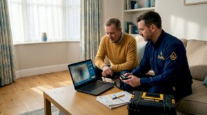 Homeowner views CCTV survey results