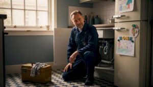 Plumber inspecting sewer pipes in Southampton kitchen